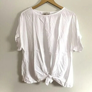 LOFT White Front Tie Knot T Shirt